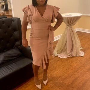 Deep-V Neck Ruffle Sleeves Cocktail Party Dress